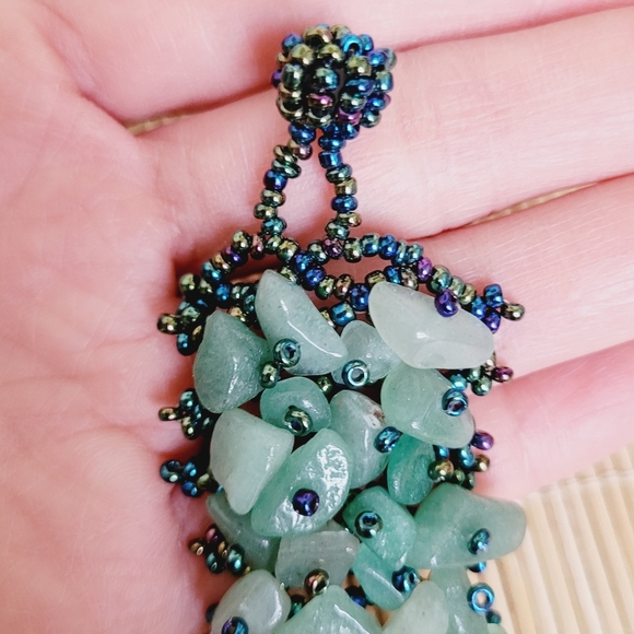 Aventurine Gemstone Chip Beaded Hand Knitted Bracelet *NWT - Picture 10 of 12